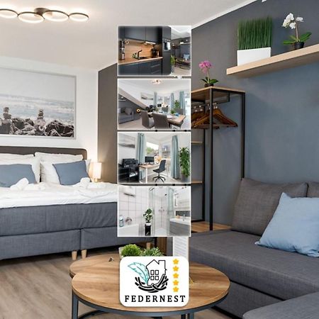 Federnest - Luxus-Studio - Kingsize Boxspringbett - Home-Office Mit Monitor Und Drucker - 11 Min Hbf 杜伊斯堡 外观 照片