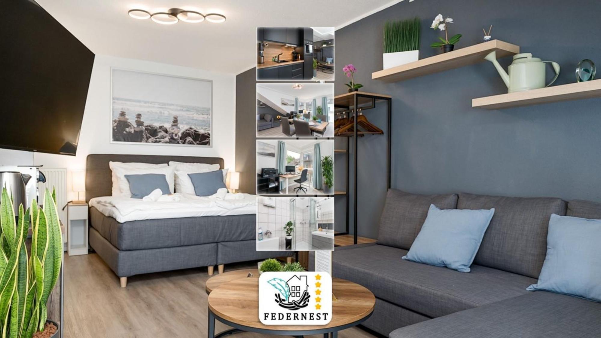 Federnest - Luxus-Studio - Kingsize Boxspringbett - Home-Office Mit Monitor Und Drucker - 11 Min Hbf 杜伊斯堡 外观 照片